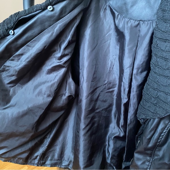 Faux Leather Jacket with Sweater Lapels - Picture 6 of 7